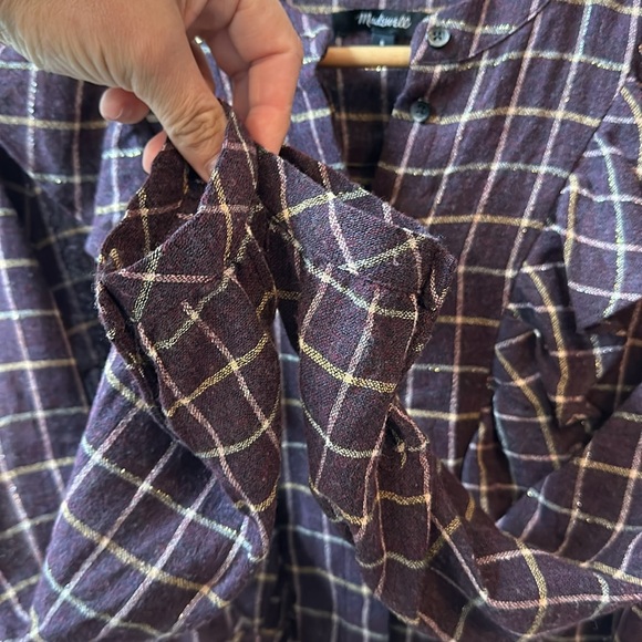 Madewell | wool blend plaid dainty ruffle detail top - Picture 5 of 7